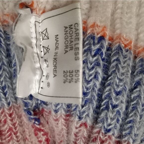 Jing Cheng 6 Careless Mohair Angora Multiclor Longslvs Strips Full Zipper Women - Picture 6 of 11